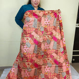 Blush Peach Geometric Embroidered Chinnon Fabric