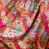 Blush Peach Geometric Embroidered Chinnon Fabric