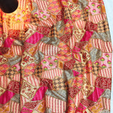 Blush Peach Geometric Embroidered Chinnon Fabric