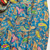 Blue Paisley Embroidered Silk Crepe Fabric