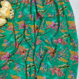 Green Floral Embroidered Silk Crepe Fabric