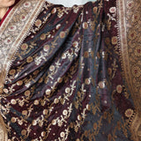Coffee Brown Gold Jacquard Silk Saree