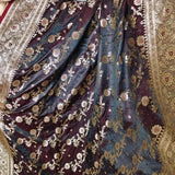 Coffee Brown Gold Jacquard Silk Saree