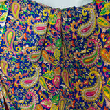 Royal Blue Paisley Embroidered Crepe Silk Fabric