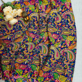 Royal Blue Paisley Embroidered Crepe Silk Fabric
