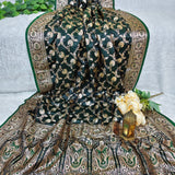 Dark Green Gold Jacquard Silk Saree