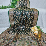 Dark Green Gold Jacquard Silk Saree