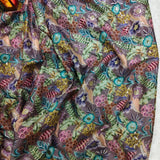 Dark Grey Floral Embroidered Chinnon Fabric