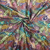 Dark Grey Floral Embroidered Chinnon Fabric