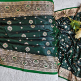 Royal Emerald Gold Jacquard Silk Saree