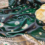 Royal Emerald Gold Jacquard Silk Saree