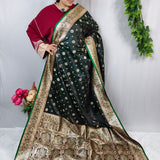 Royal Emerald Gold Jacquard Silk Saree