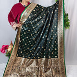 Royal Emerald Gold Jacquard Silk Saree