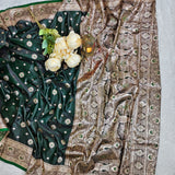 Royal Emerald Gold Jacquard Silk Saree