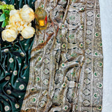 Royal Emerald Gold Jacquard Silk Saree