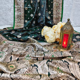 Royal Emerald Gold Jacquard Silk Saree