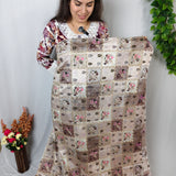 Grey Floral Chinnon Embroidered Fabric