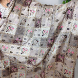 Grey Floral Chinnon Embroidered Fabric
