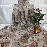 Grey Floral Chinnon Embroidered Fabric