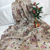 Grey Floral Chinnon Embroidered Fabric