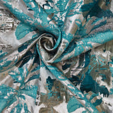 Luxury Aqua Blue Brocade Jacquard Fabric