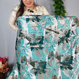 Luxury Aqua Blue Brocade Jacquard Fabric