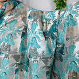 Luxury Aqua Blue Brocade Jacquard Fabric