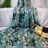 Luxury Aqua Blue Brocade Jacquard Fabric