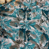 Luxury Aqua Blue Brocade Jacquard Fabric