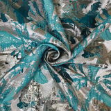 Luxury Aqua Blue Brocade Jacquard Fabric