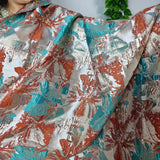 Luxury Orange Brocade Jacquard Fabric