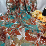 Luxury Orange Brocade Jacquard Fabric