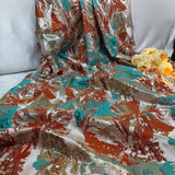 Luxury Orange Brocade Jacquard Fabric