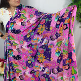 Luxury Purple Floral Crepe Silk Fabric