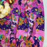 Luxury Purple Floral Crepe Silk Fabric