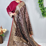 Royal Maroon Gold Jacquard  Silk Saree