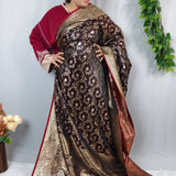 Royal Maroon Gold Jacquard  Silk Saree