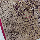 Royal Maroon Gold Jacquard  Silk Saree