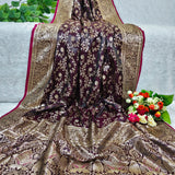 Royal Maroon Gold Jacquard  Silk Saree