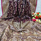 Royal Maroon Gold Jacquard  Silk Saree