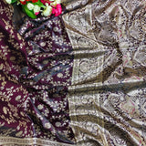 Royal Maroon Gold Jacquard  Silk Saree