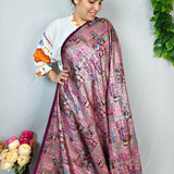 Plum Ornamental Jacquard Fabric
