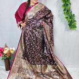 Royal Plum Gold Banarasi Silk Saree