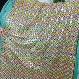 Mint Green Georgette Mirror Embroidered Fabric