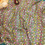 Mint Green Georgette Mirror Embroidered Fabric