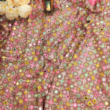 Royal Rose Pink Mirror Georgette Embroidered Fabric