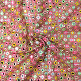 Royal Rose Pink Mirror Georgette Embroidered Fabric