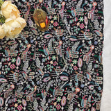 Royal Black Multicolour Embroidered Velvet Fabric