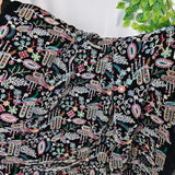 Royal Black Multicolour Embroidered Velvet Fabric