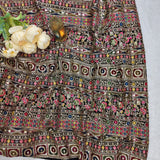 Royal Black Heritage Embroidered Velvet Fabric